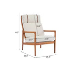Fauteuil moderne du milieu du siècle, dossier haut, coussins inclus, 1 place, beige/gris clair, pieds en noyer