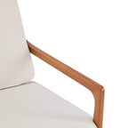 Fauteuil moderne du milieu du siècle, dossier haut, coussins inclus, 1 place, beige/gris clair, pieds en noyer