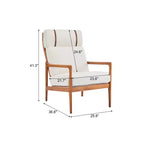 Fauteuil moderne du milieu du siècle, dossier haut, coussins inclus, 1 place, beige/gris clair, pieds en noyer