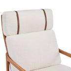 Fauteuil moderne du milieu du siècle, dossier haut, coussins inclus, 1 place, beige/gris clair, pieds en noyer