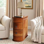 Wood Tall End Table Narrow Side Table Nightstand with 2 Drawers
