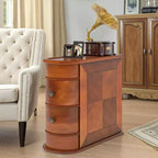 Table d'appoint haute en bois brun avec 2 tiroirs coulissants, simple