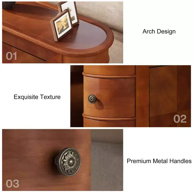 Table d'appoint haute en bois brun avec 2 tiroirs coulissants, simple