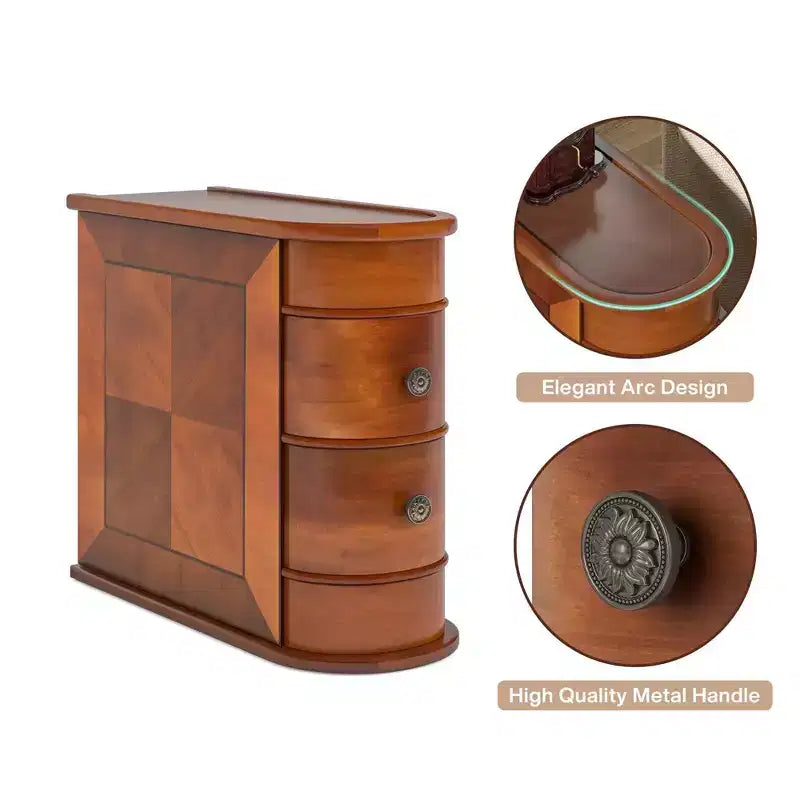 Table d'appoint haute en bois brun avec 2 tiroirs coulissants, simple