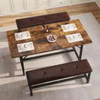 Table à manger extensible rectangulaire marron et noire pour 4 à 6 personnes