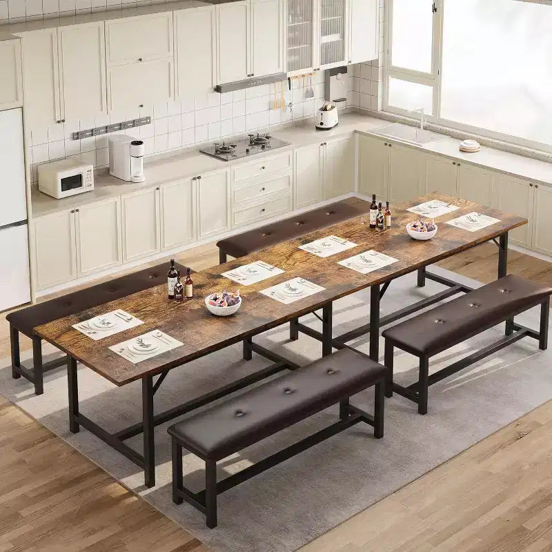 Table à manger extensible rectangulaire marron et noire pour 4 à 6 personnes