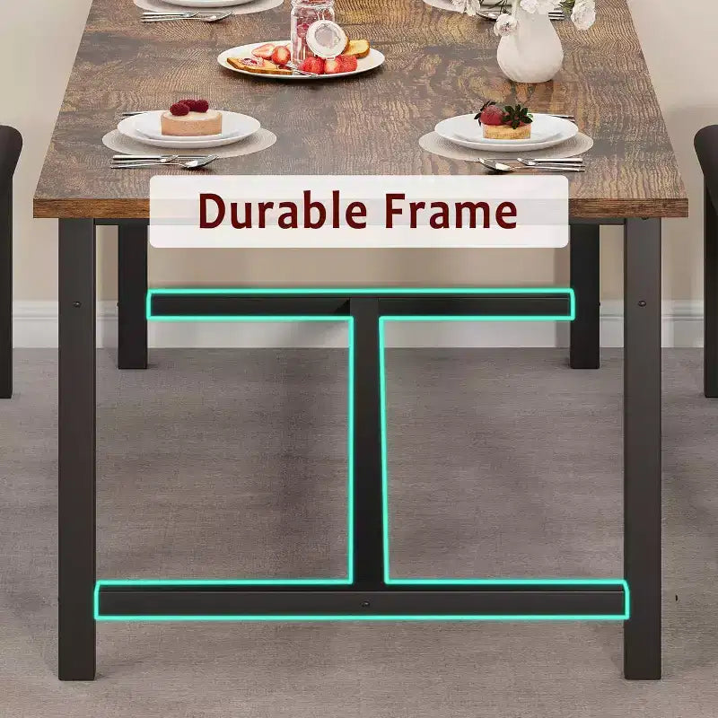 Table à manger extensible rectangulaire marron et noire pour 4 à 6 personnes