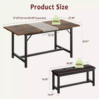 Table à manger extensible rectangulaire marron et noire pour 4 à 6 personnes
