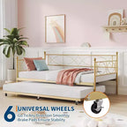 Lit de repos double en métal Noir/Doré/Rose/Violet/Blanc avec lit gigogne – Style canapé, 2 couchages