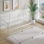 Lit de repos double en métal Noir/Doré/Rose/Violet/Blanc avec lit gigogne – Style canapé, 2 couchages