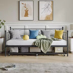 Lit de repos double en métal Noir/Doré/Rose/Violet/Blanc avec lit gigogne – Style canapé, 2 couchages
