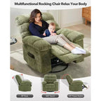 Fauteuil inclinable et pivotant/à bascule marron/vert/gris, fauteuil-planeur rembourré, 1 place