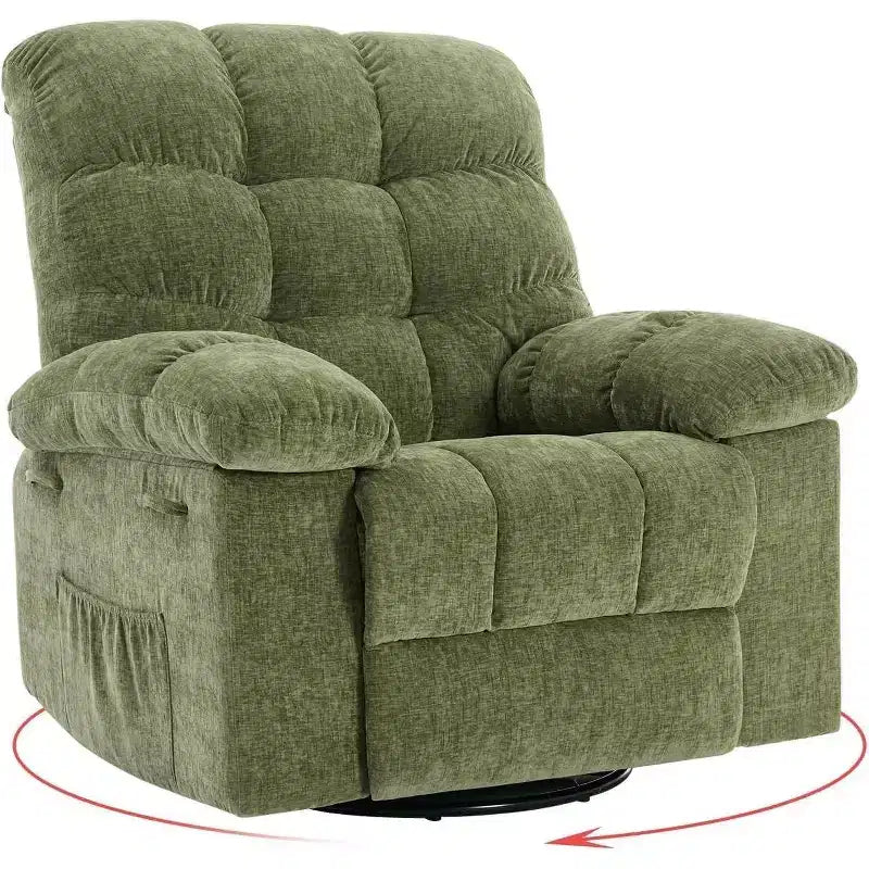 Fauteuil inclinable et pivotant/à bascule marron/vert/gris, fauteuil-planeur rembourré, 1 place