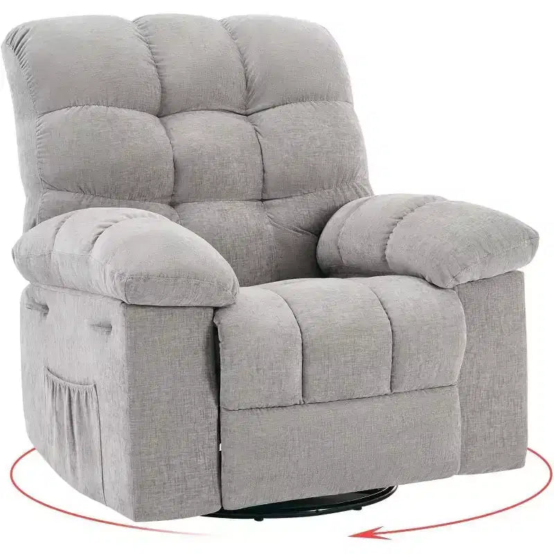Fauteuil inclinable et pivotant/à bascule marron/vert/gris, fauteuil-planeur rembourré, 1 place
