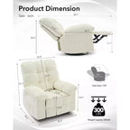 Fauteuil inclinable et pivotant/à bascule marron/vert/gris, fauteuil-planeur rembourré, 1 place