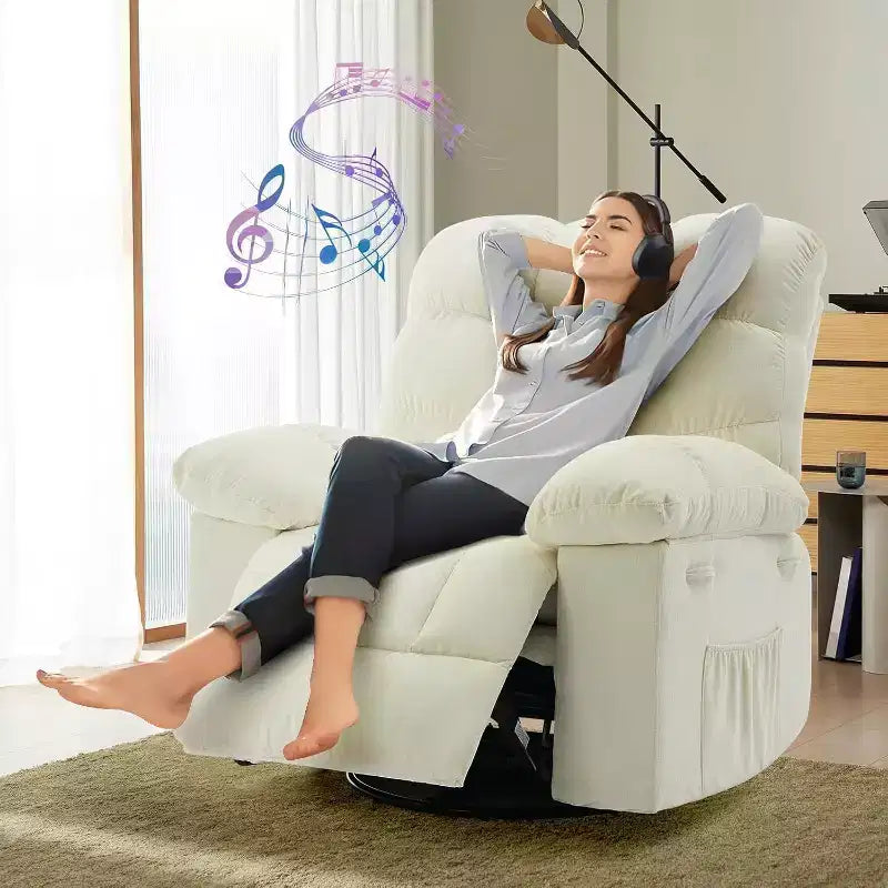 Fauteuil inclinable et pivotant/à bascule marron/vert/gris, fauteuil-planeur rembourré, 1 place