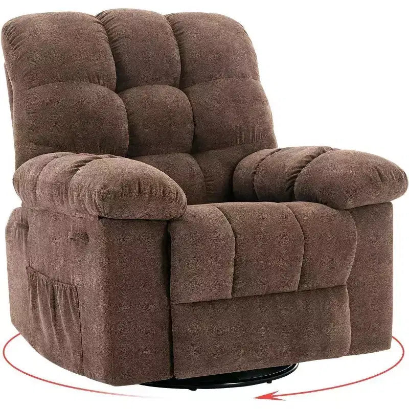 Fauteuil inclinable et pivotant/à bascule marron/vert/gris, fauteuil-planeur rembourré, 1 place