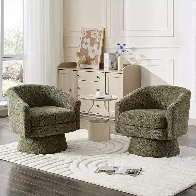 Fauteuil pivotant Chenille 360° avec rangement, une place – Beige / Vert / Gris / Rose