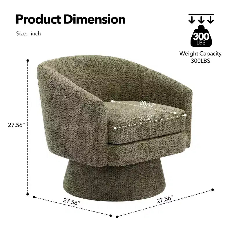 Fauteuil pivotant Chenille 360° avec rangement, une place – Beige / Vert / Gris / Rose