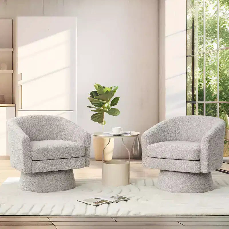 Fauteuil pivotant Chenille 360° avec rangement, une place – Beige / Vert / Gris / Rose