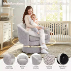 Fauteuil pivotant Chenille 360° avec rangement, une place – Beige / Vert / Gris / Rose