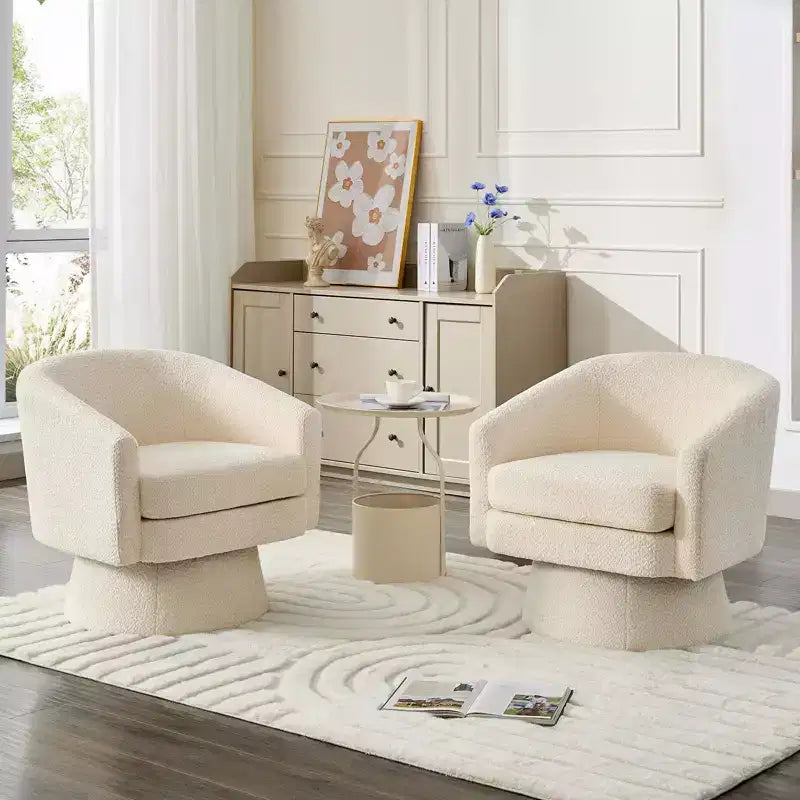Fauteuil pivotant Chenille 360° avec rangement, une place – Beige / Vert / Gris / Rose