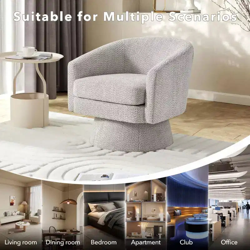 Fauteuil pivotant Chenille 360° avec rangement, une place – Beige / Vert / Gris / Rose