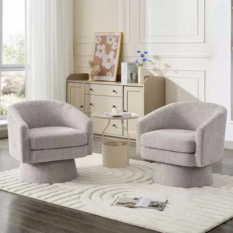 Fauteuil pivotant Chenille 360° avec rangement, une place – Beige / Vert / Gris / Rose