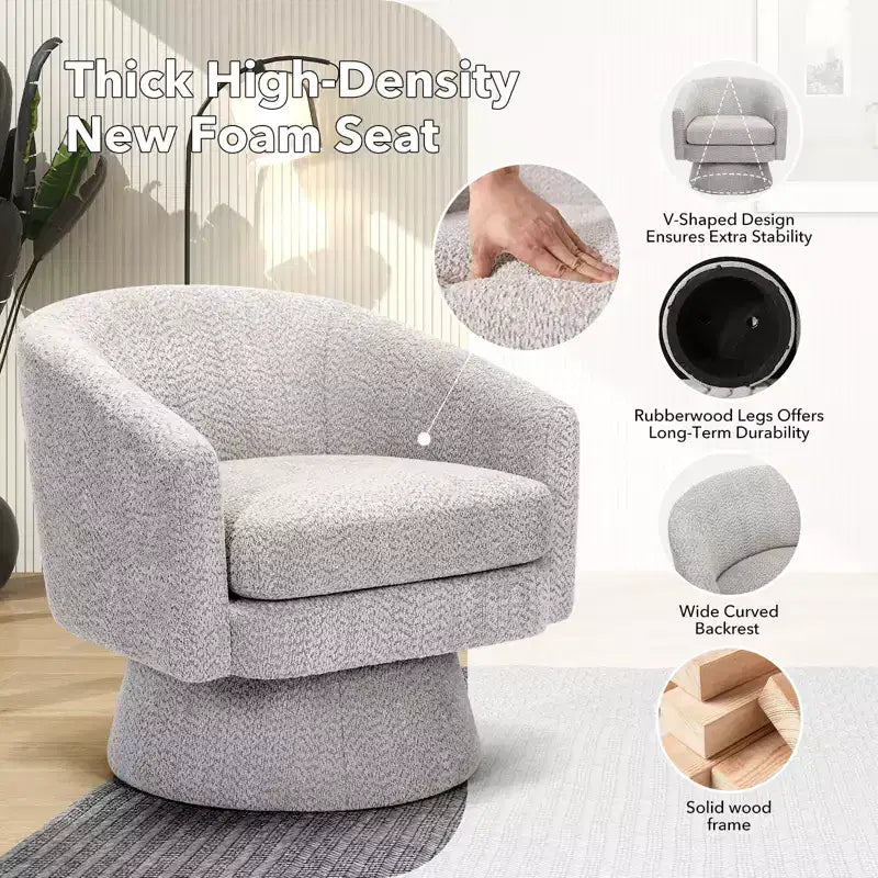Fauteuil pivotant Chenille 360° avec rangement, une place – Beige / Vert / Gris / Rose
