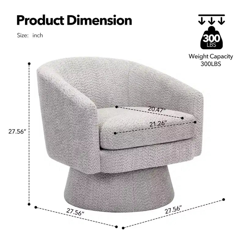 Fauteuil pivotant Chenille 360° avec rangement, une place – Beige / Vert / Gris / Rose
