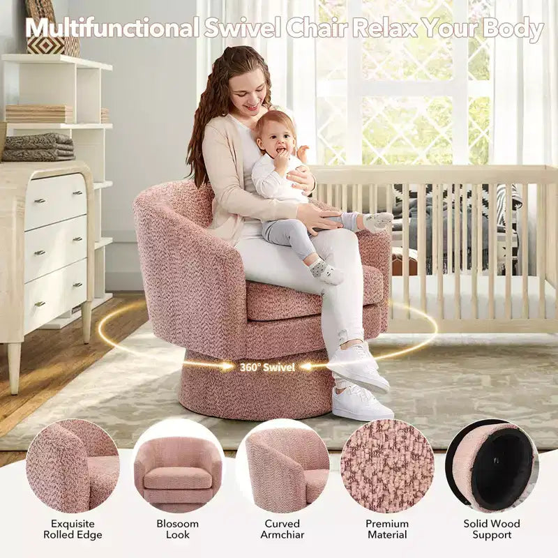 Fauteuil pivotant Chenille 360° avec rangement, une place – Beige / Vert / Gris / Rose