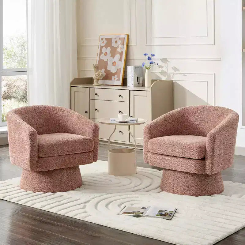 Fauteuil pivotant Chenille 360° avec rangement, une place – Beige / Vert / Gris / Rose