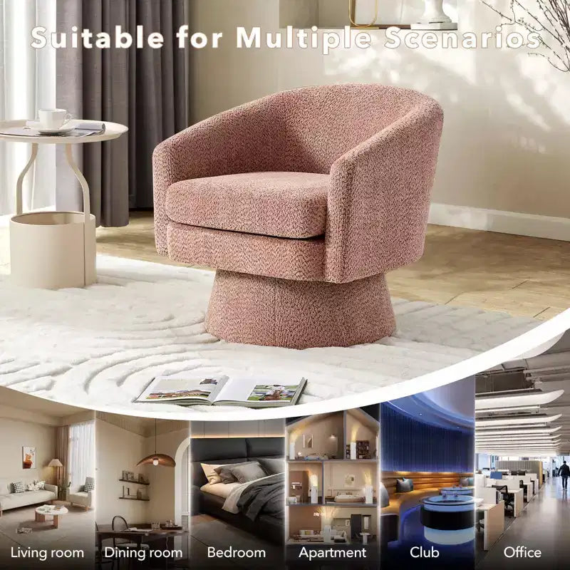 Fauteuil pivotant Chenille 360° avec rangement, une place – Beige / Vert / Gris / Rose
