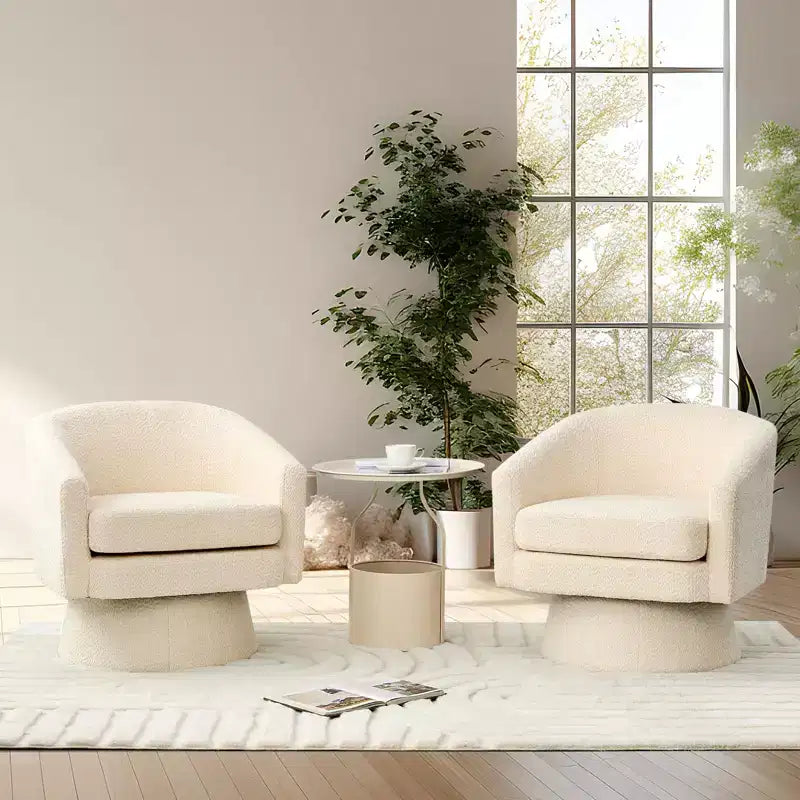 Fauteuil pivotant Chenille 360° avec rangement, une place – Beige / Vert / Gris / Rose