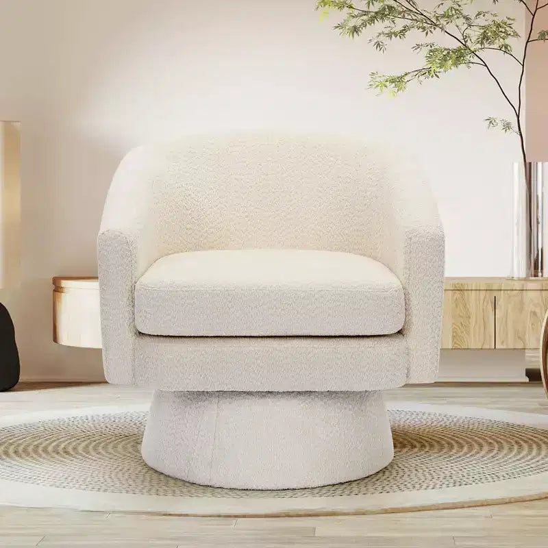 Fauteuil pivotant Chenille 360° avec rangement, une place – Beige / Vert / Gris / Rose