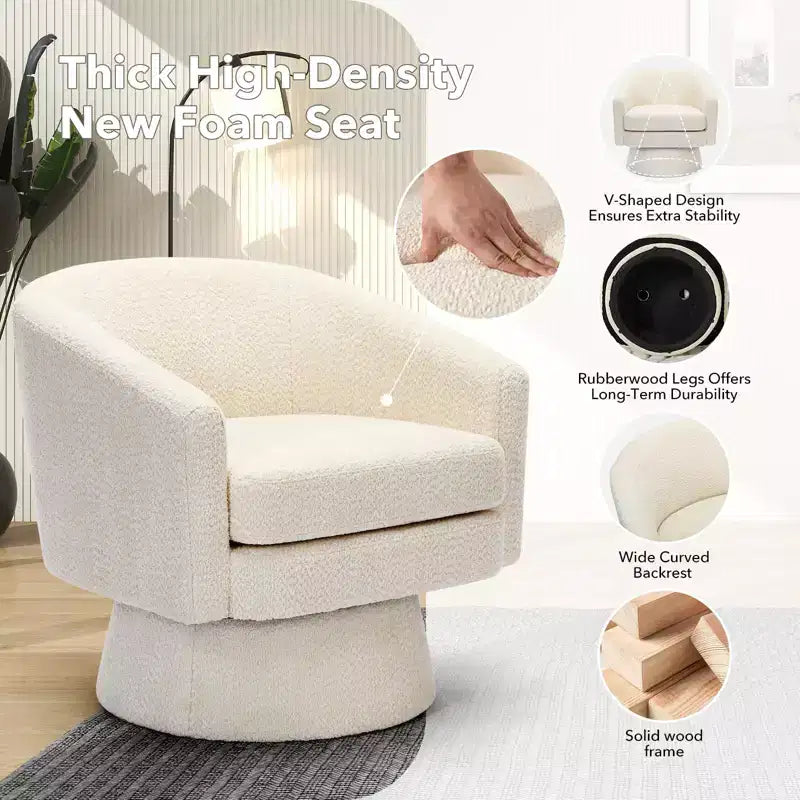 Fauteuil pivotant Chenille 360° avec rangement, une place – Beige / Vert / Gris / Rose