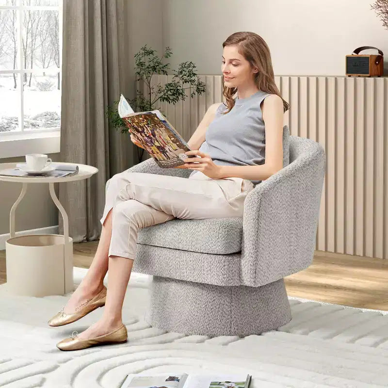 Fauteuil pivotant Chenille 360° avec rangement, une place – Beige / Vert / Gris / Rose
