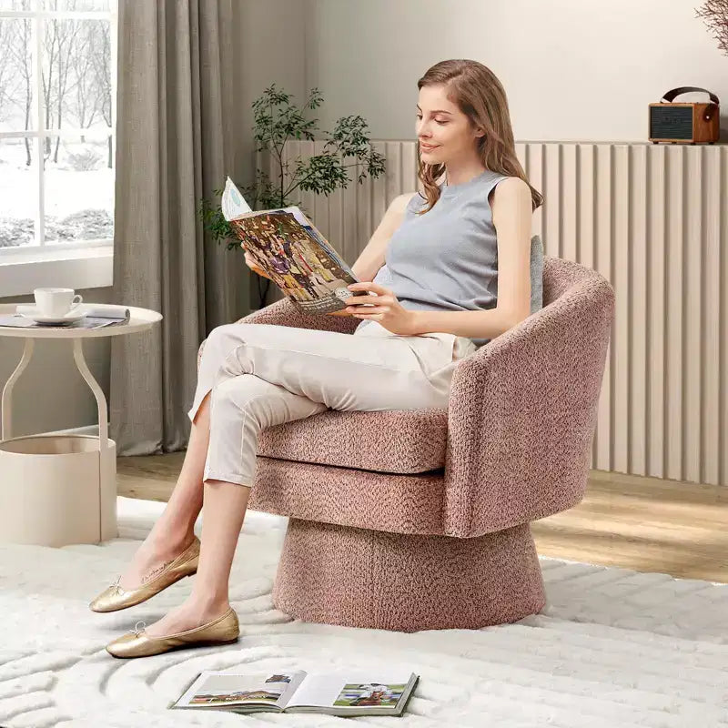 Fauteuil pivotant Chenille 360° avec rangement, une place – Beige / Vert / Gris / Rose