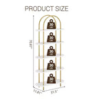 Étagère arquée à 5 niveaux, 180 cm de haut, Or et blanc, Fer + MDF, Individuel