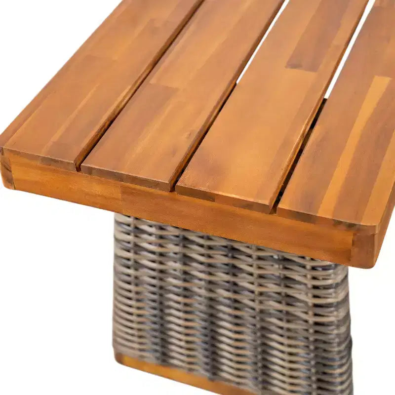 Ensemble de salle à manger d'extérieur en acacia et rotin marron rustique, 6 places
