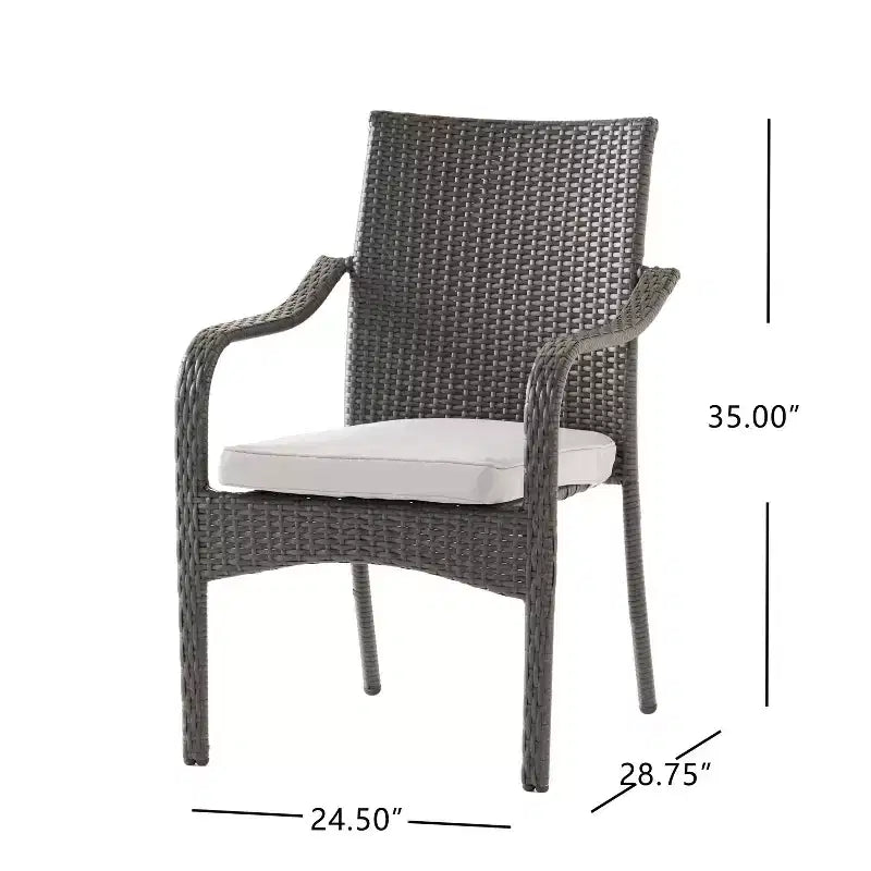 Ensemble de salle à manger d'extérieur en acacia et rotin marron rustique, 6 places
