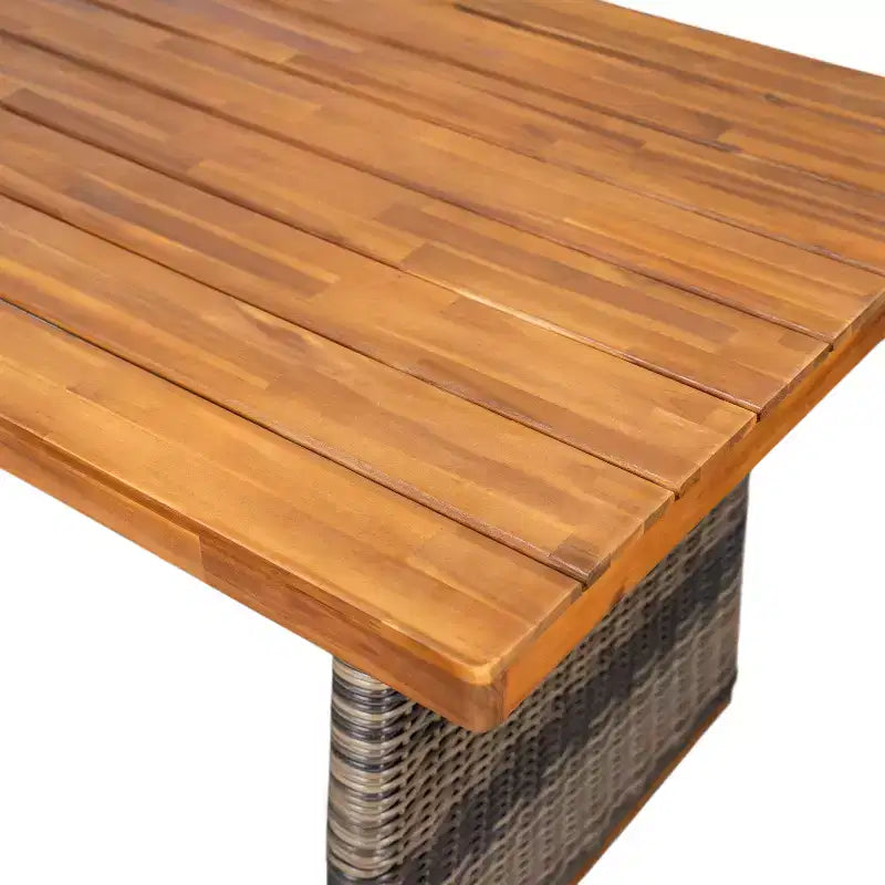 Ensemble de salle à manger d'extérieur en acacia et rotin marron rustique, 6 places
