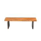 Ensemble de salle à manger d'extérieur en acacia et rotin marron rustique, 6 places