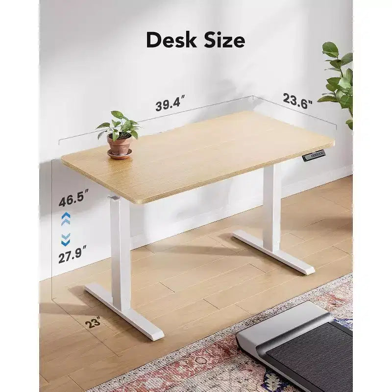 Bureau électrique à hauteur réglable, pour une personne, 101,6 cm x 61 cm, noir