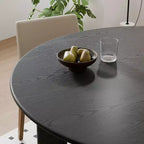 Table à manger ronde en bois massif noir, 4 places