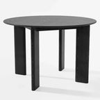 Table à manger ronde en bois massif noir, 4 places