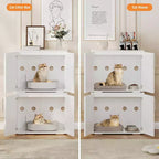 Meuble cache-litière en bois blanc à 2 portes, pour 1 chat