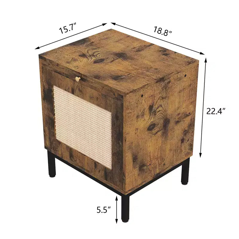 Table d'appoint avec plateau en MDF marron et piétement en métal, pièce unique