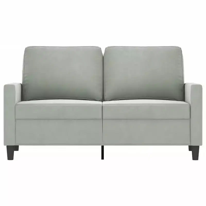 Causeuse 2 places en velours gris clair avec cadre en métal