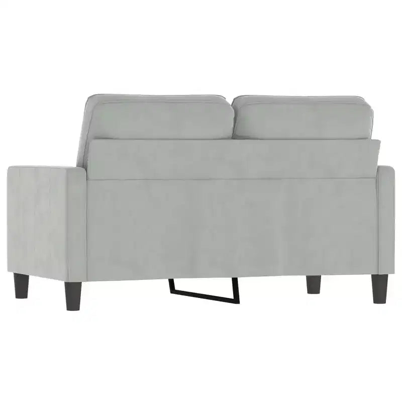 Causeuse 2 places en velours gris clair avec cadre en métal